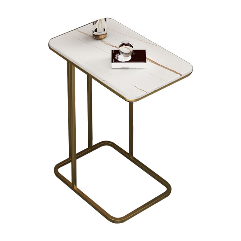 Modern C Corner Table Round Slate Side End Table for Living Room