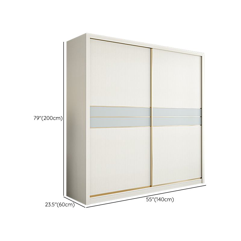 Contemporary Freestanding Wood Wardrobe Sliding Soft Close Doors in White