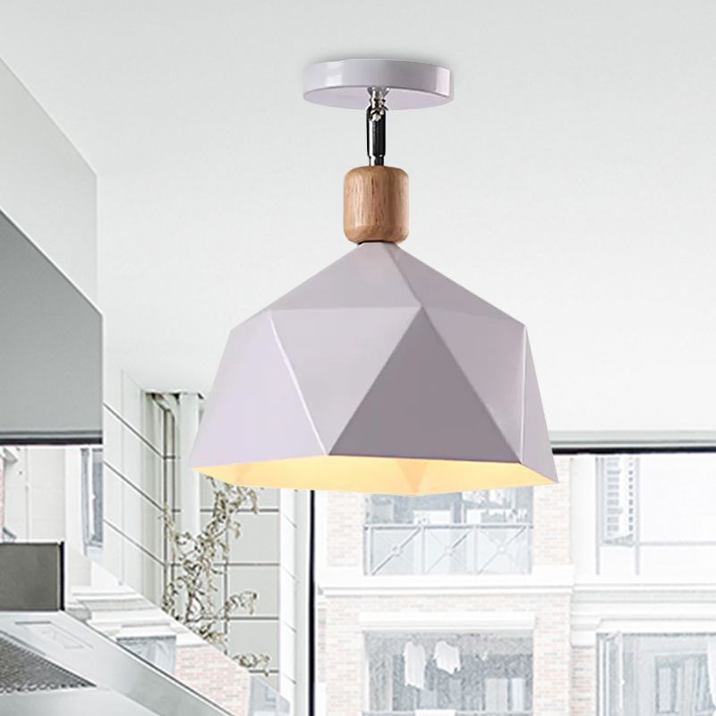 Luz de montaje en techo hexagonal de Metal, Macaron ajustable, 1 cabezal, luz de techo de montaje semiempotrado gris/blanco/verde para pasillo