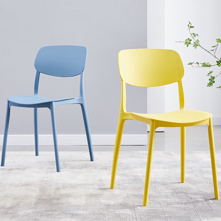 Scandinavian Plastic Armless Dining Chairs Dining Room Open Back Side Chair