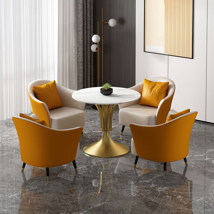 Metal Traditional Luxury Round Table Sintered Stone Indoor Table with Tulip Base