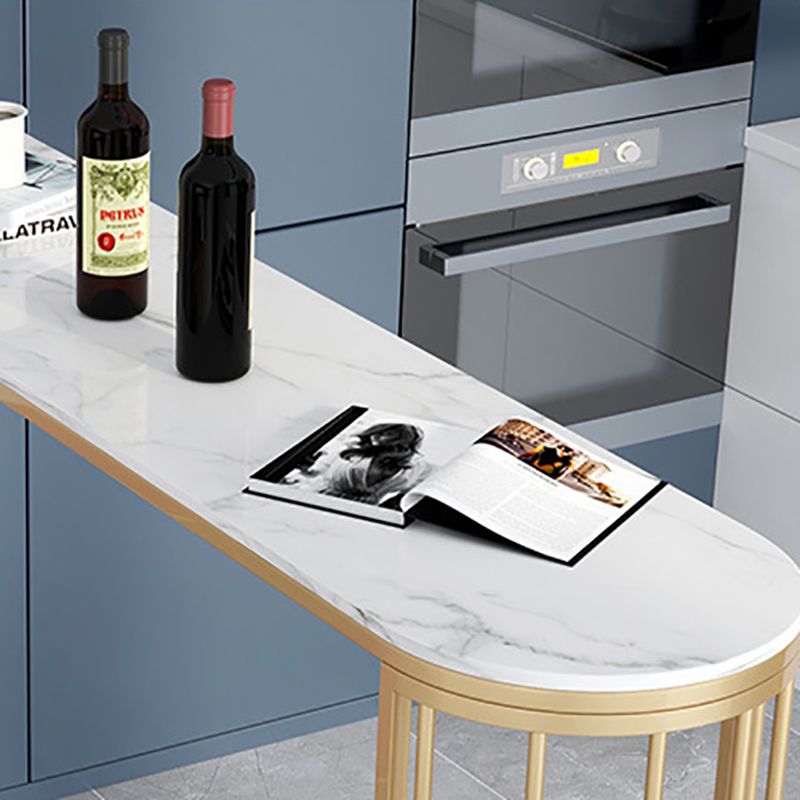 Modern Stone Bar Table Dining Table with Storage Shelves for Kitchen Living Room