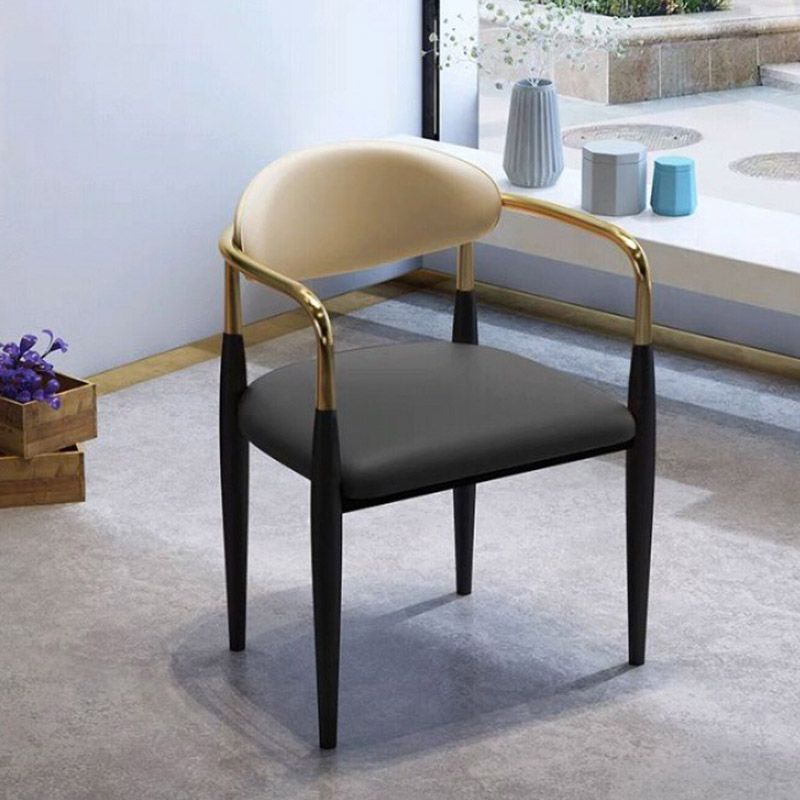 Faux Leather Dining Side Chair Open Back Dining Side Chair for Home