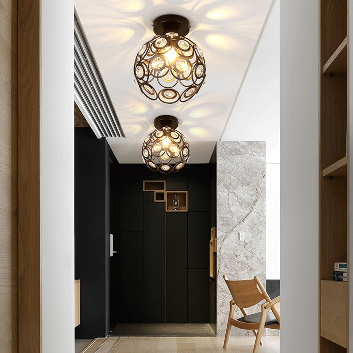 Crystal Global Flush Mount Light Modern 1 Head Ceiling Flush Light for Aisle