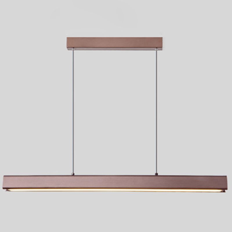 1-Light Acrylic Island Hanging Light, Minimalist Indoor Linear Pendant Light in Brown