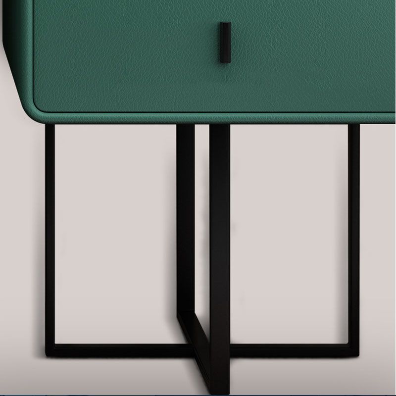 Bedroom Glam Double Drawers Faux Leather Standing Make-up Vanity