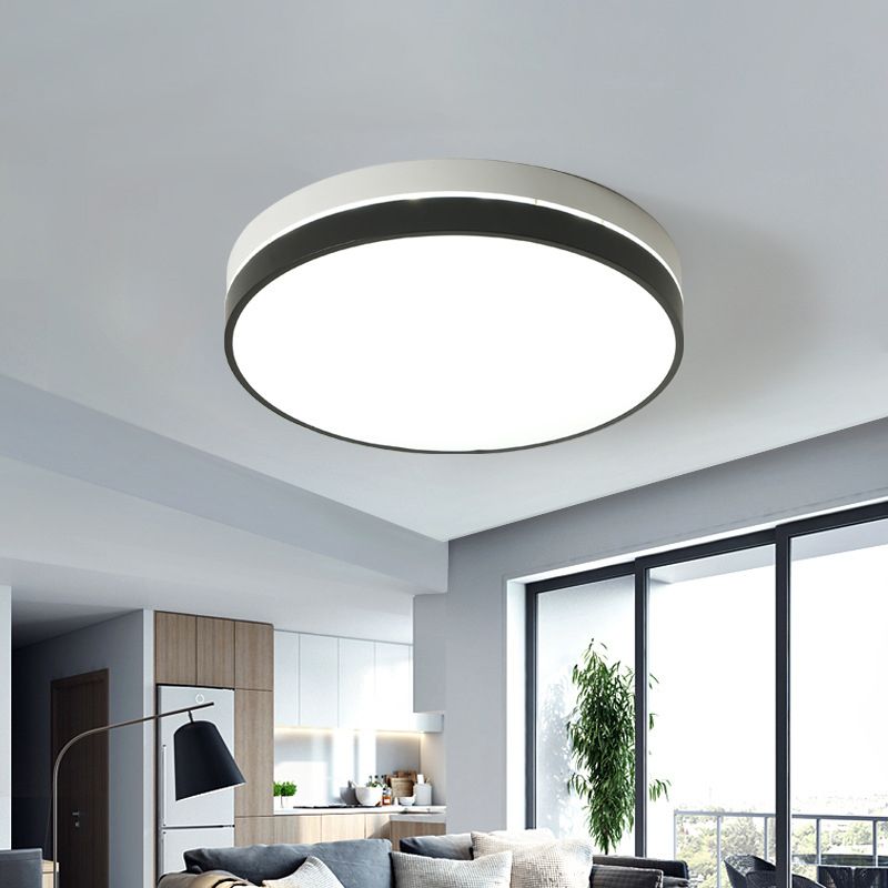 Nordic Round / Square / Rettangolo Flushmount Acrilico Living Room LED Soffitto Light Fixture in Nero e Bianco