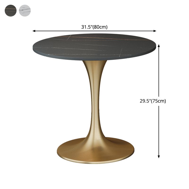 Round Sintered Stone Dining Table Traditional Luxury Dining Table with Tulip Base