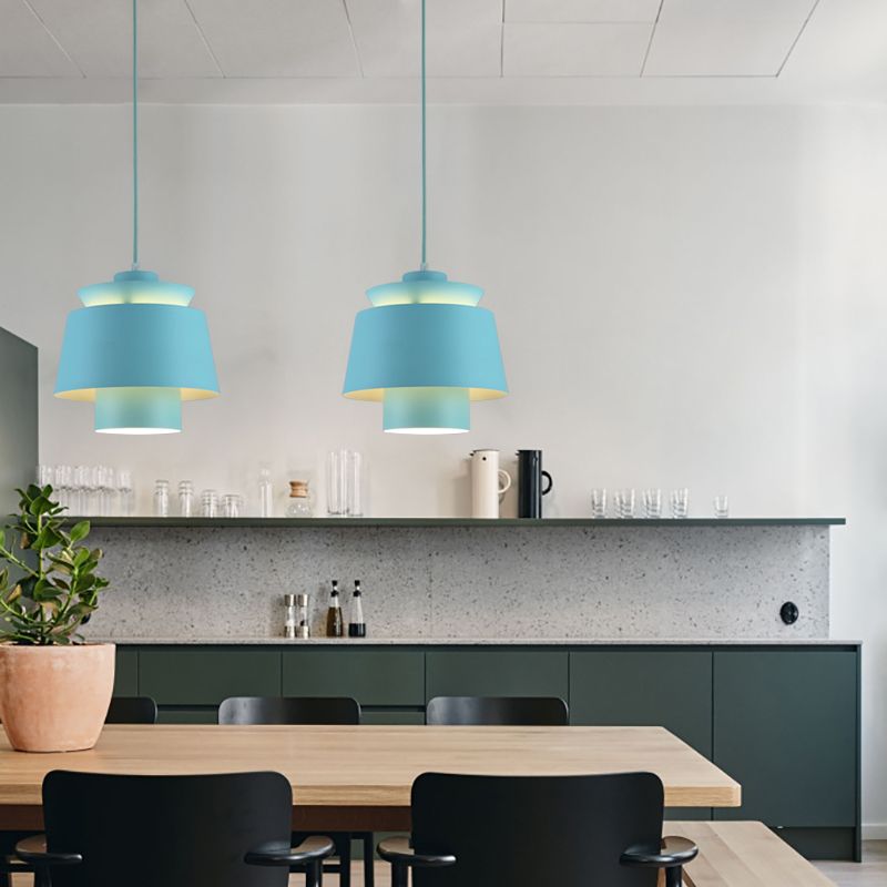 Lámpara de luz colgante de estilo modernista Metálico 1 cabezal Lámpara colgante de sala de estar en negro/gris