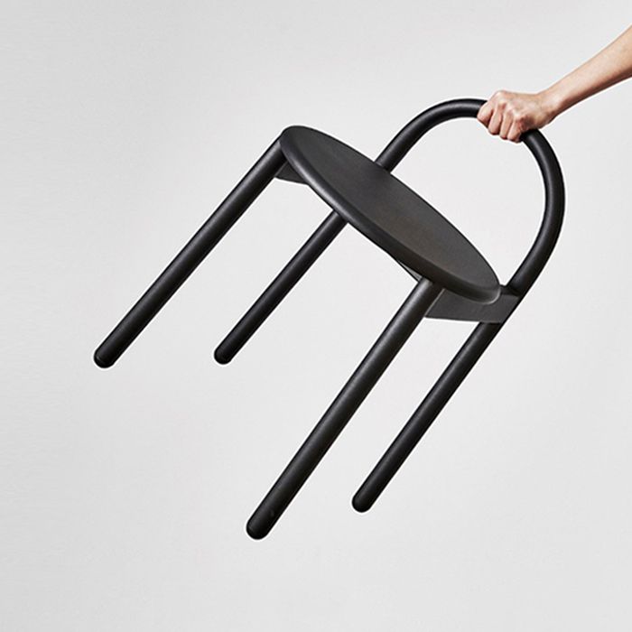 Modern Circular Wood Top Barstool Metal 4 Legs Bar Stool for Living Room