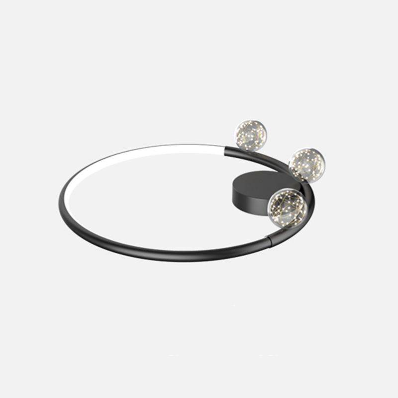 Black Metal Circulaire Flush Mount Light 3-Light LED Ceiling Light Fixture for Living Room