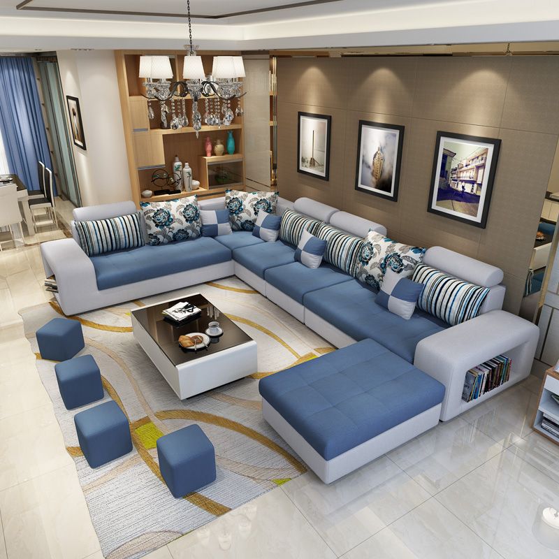 Contemporary 6-seater Modular Sectional with Square Arm for Living Room