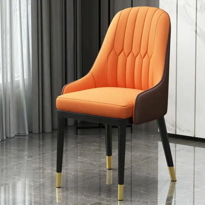 Modern Style Arm Chair Metal Solid Back Dining Chair for Kitchen