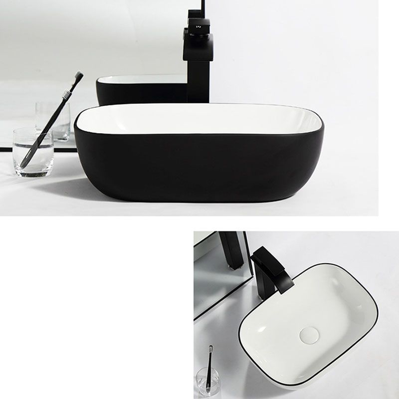 Modern Bathroom Sink Pop-Up Drain Rectangular Trough Sink without Faucet