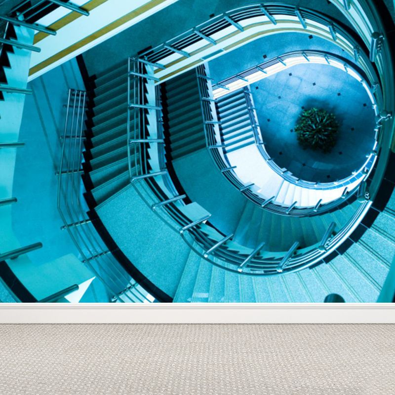 House Interior Stairs View Mural Modern Style Water-Proof Living Room Wall Art, Custom Print