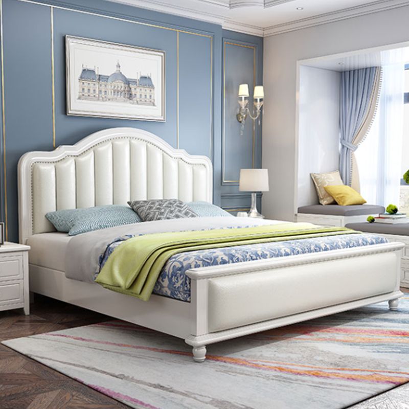 Glam Solid Wood Mattress Included with Headboard Arched Panel Bed