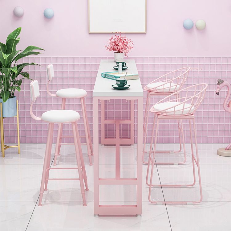 Café und Breakroom Moderne Pub/Stangentisch Rechteck Footstütze Pink Stangenhöhe Pubtisch Tisch