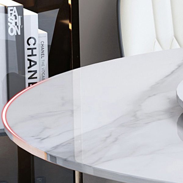 Mesa redonda de piedra contemporánea, mesa de comedor de altura estándar con base de pedestal