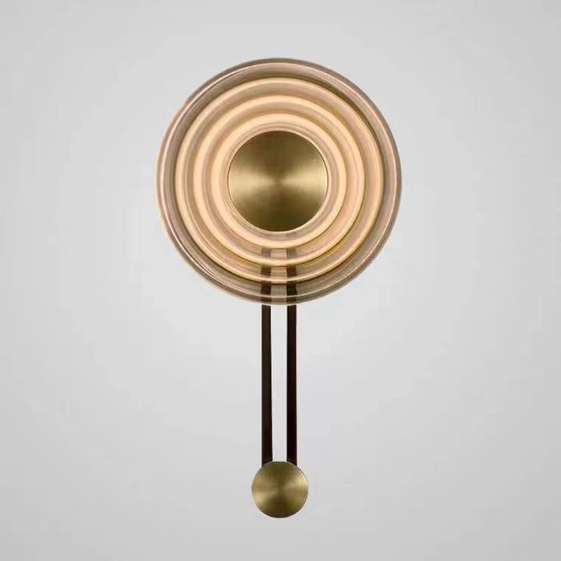 Single Modern Brass Wall Mounted Sconce LED Round Glass Wall Light for Foyer