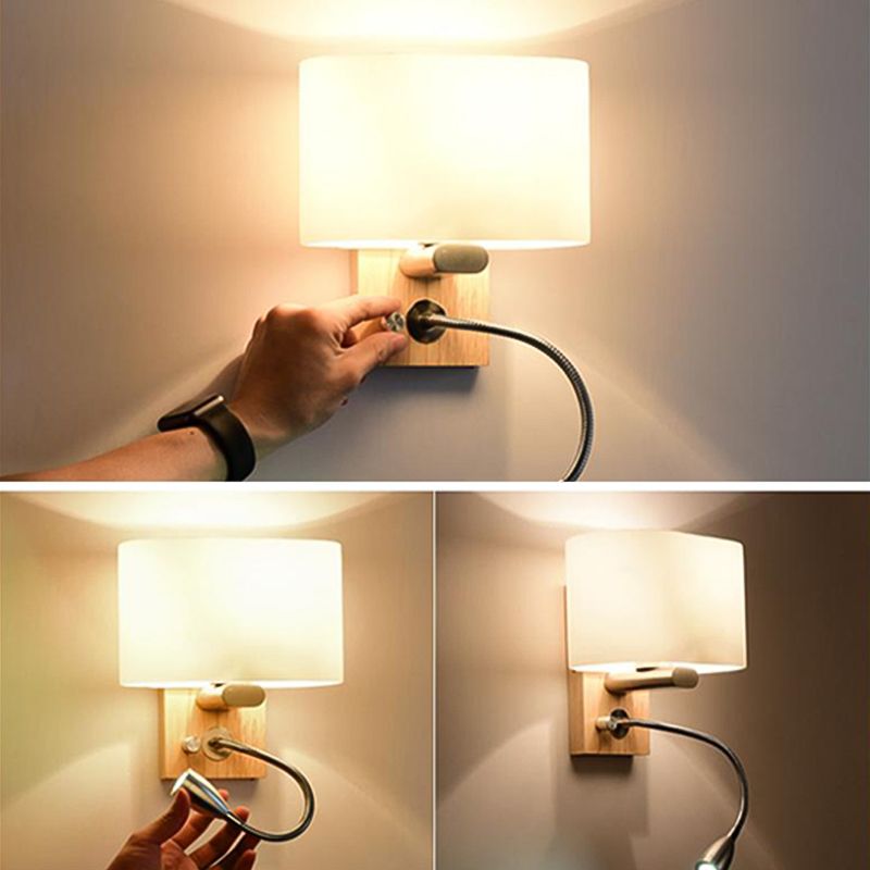 Oval Wall Sconce Lighting Modern Style Wood 2 Lights Wall Mounted Light