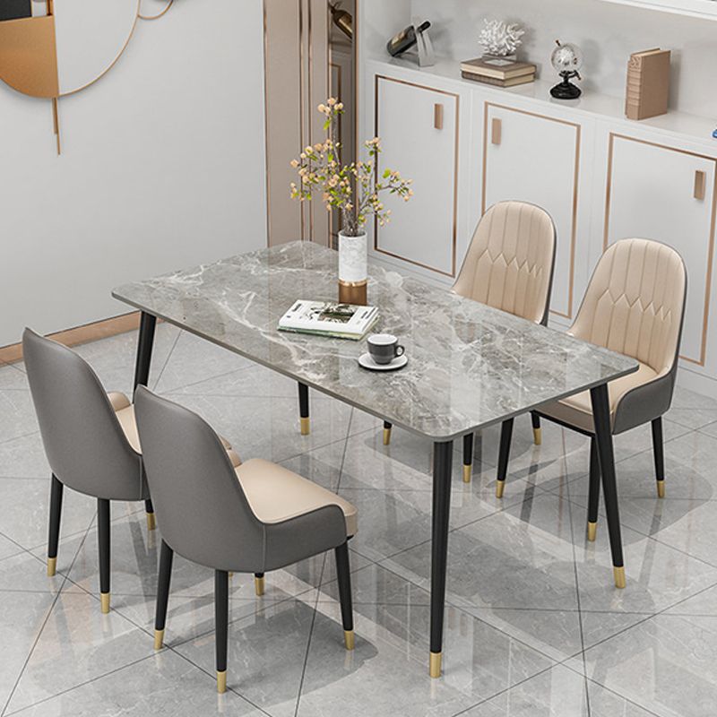 Slate and Metal Table Glam Style Rectangular Dining Table for Home Dining Room