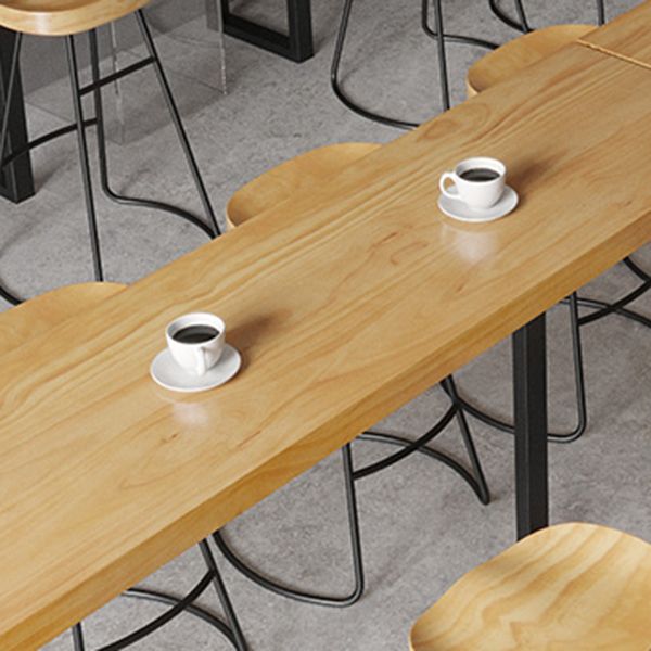 Rectangle Solid Wood Sled Base Bar Table for Kitchen Dining Room