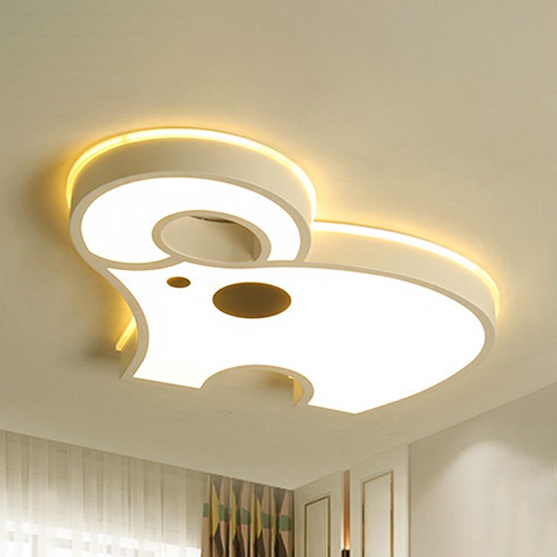 Acrylic Long Nose Elephant Ceiling Light Animal LED Ceiling Mount Light in White for Child Bedroom