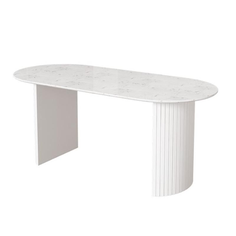 Modern Stone Top Dinette Table Metal Base Dining Table for Living Room