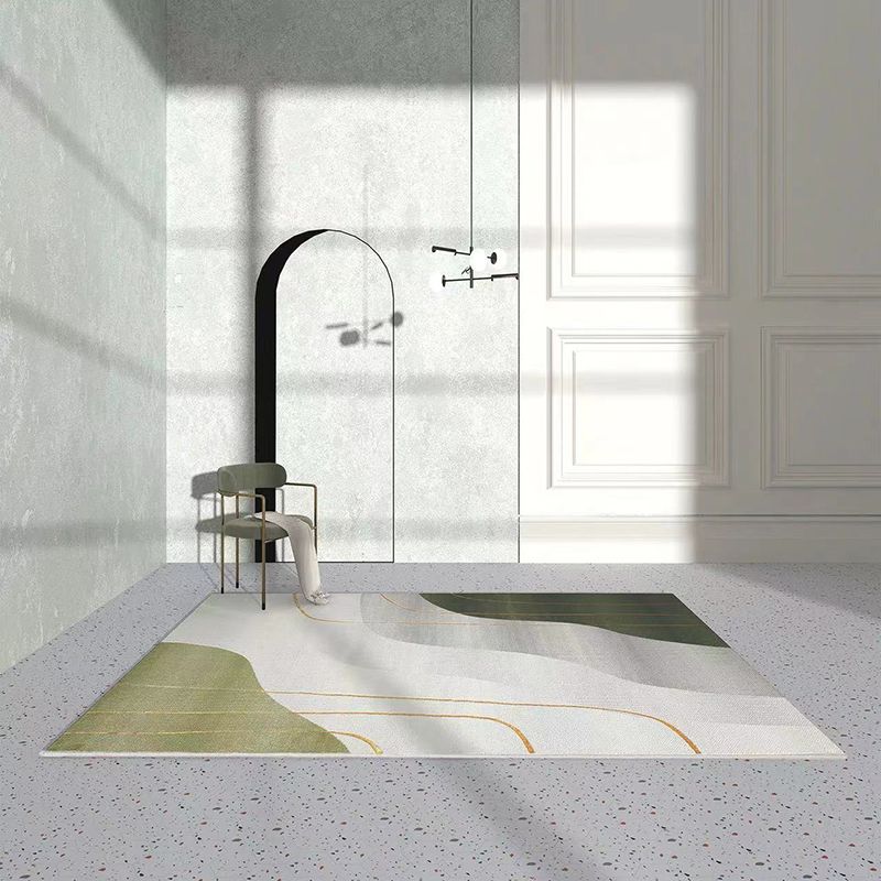 Casual Color Block Rug Polyester Area Rug Non-Slip Backing Indoor Carpet for Living Room