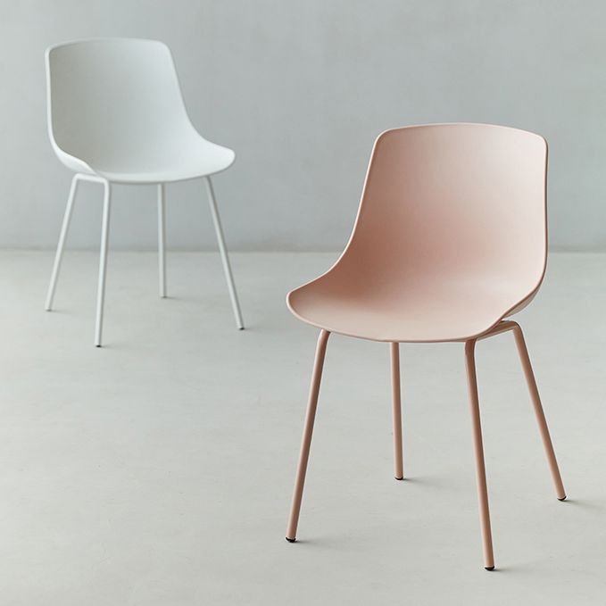 Contemporary Plastic Dining Side Chair with Metal Legs Stacking Chair