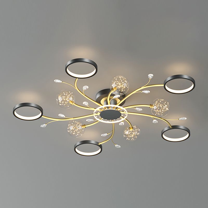 Aménagement moderne monté sur le plafond simple LED Black Semi Flush Light