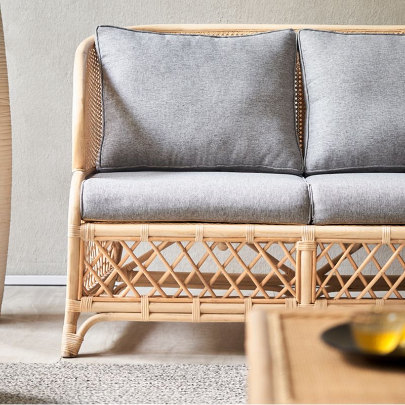Scandinavian Wood Frame Cotton Blend Sofa in Gray For Living Room