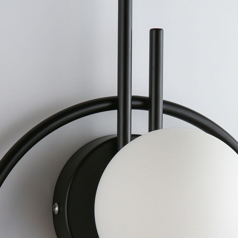 Nordic Style Iron Wall Light Circle Shape LED Wall Lamp with Glass Shade for Bedroom