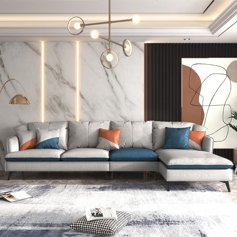 3/4-seater Faux Leather Sectional Recessed Arm Sectional Sofa