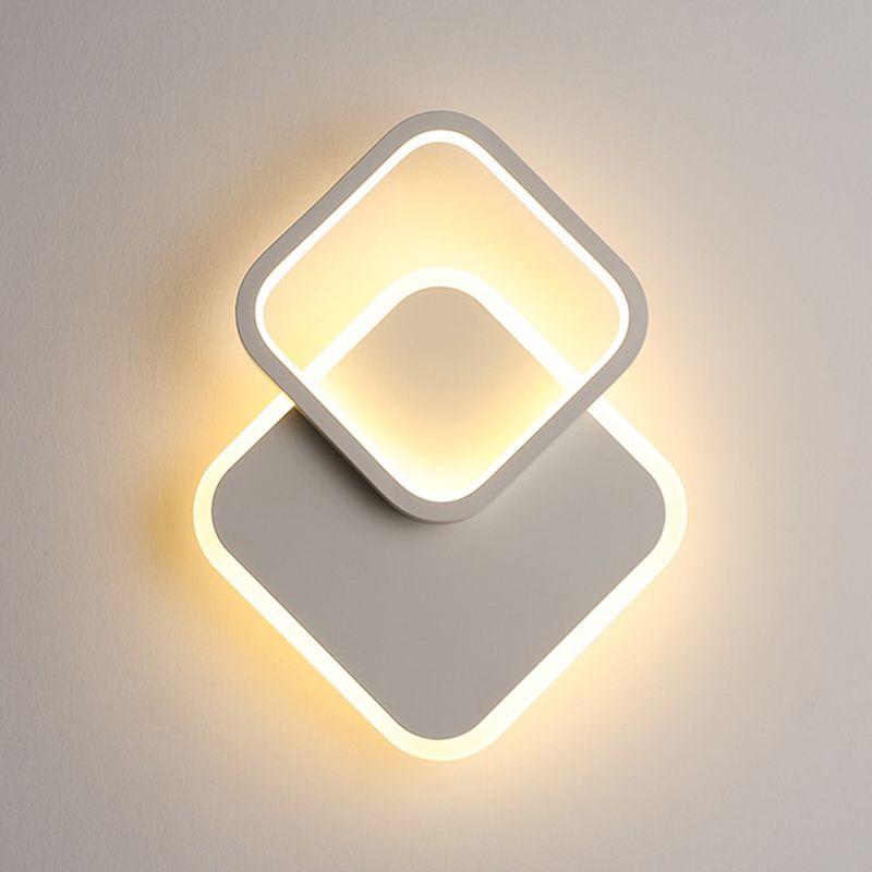 Geometric Wall Lighting Contemporary Metal Wall Sconce in White