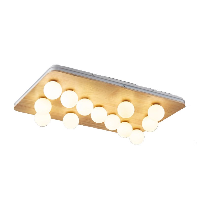 Contemporary Geometric Flush Light Fixture Wood Flush Mount Ceiling Fixture in Brown
