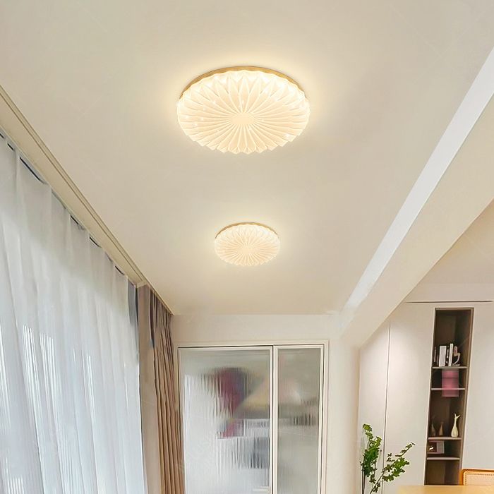Modernism Beige Single Flush Mount Lighting Round LED Ceiling Light with Acrylic