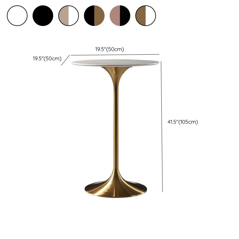 Contemporary Round Pedestal Bar Dining Table with Metal Base
