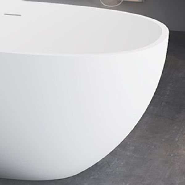 Modern White Ellipse Bathtub Freestanding Soaking Bathtub with Drain Bath Tub