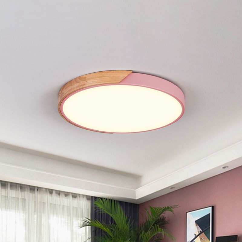 Rond plafondlamp, modern metaal, roze/geel/groen, LED-inbouwlamp, 16"/19,5" breed