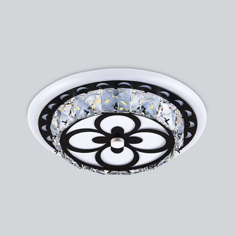 Round/Square Flush Mount Lamp Modernist Crystal Block LED Corridor Ceiling Lighting in Chrome