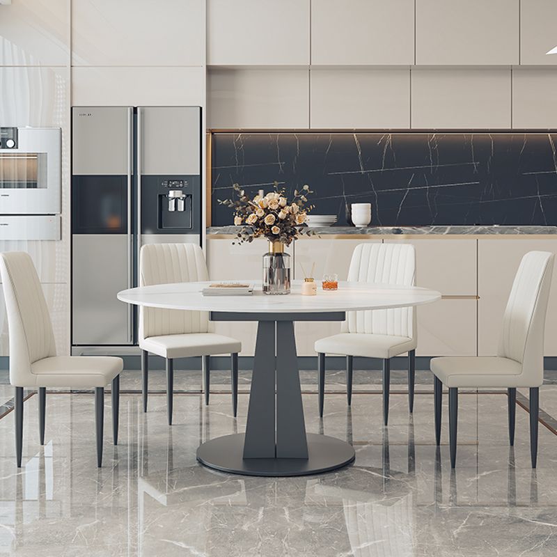 1/5/7 Pcs Modern Stone Round Shape Dinette Table with Armless Chair