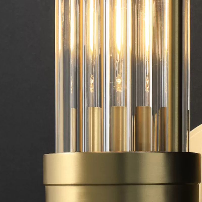 Cylinder Shape Metal Vanity Lamp Modern Style 2 Lights Vanity Light Fixture in Gold