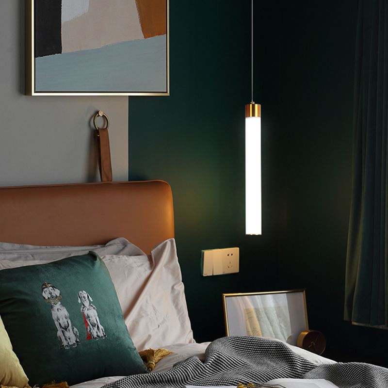 Zeitgenössischer Stil Zylinderform Pendelleuchte Leuchte Metall 1 Lichthängerlampe in Gold