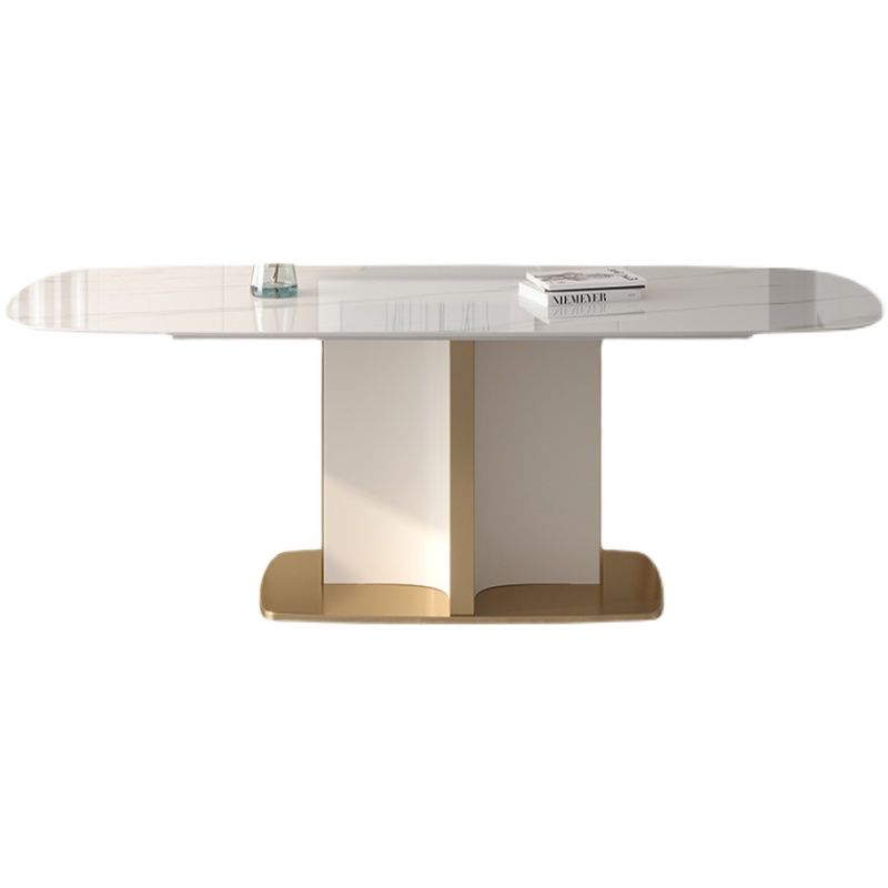 Contemporary Sintered Stone Top Standard Dining Set White Rectangle Shape Dining Set for Kitchen