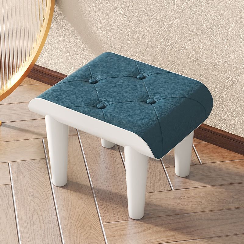 Contemporary Ottoman Faux Leather Acrylic Frame Tufted Rectangle Ottoman