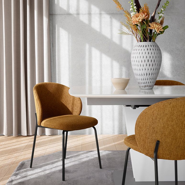 Modern Armless Dining Chairs Black Metal Legs Home Dining Side Chair