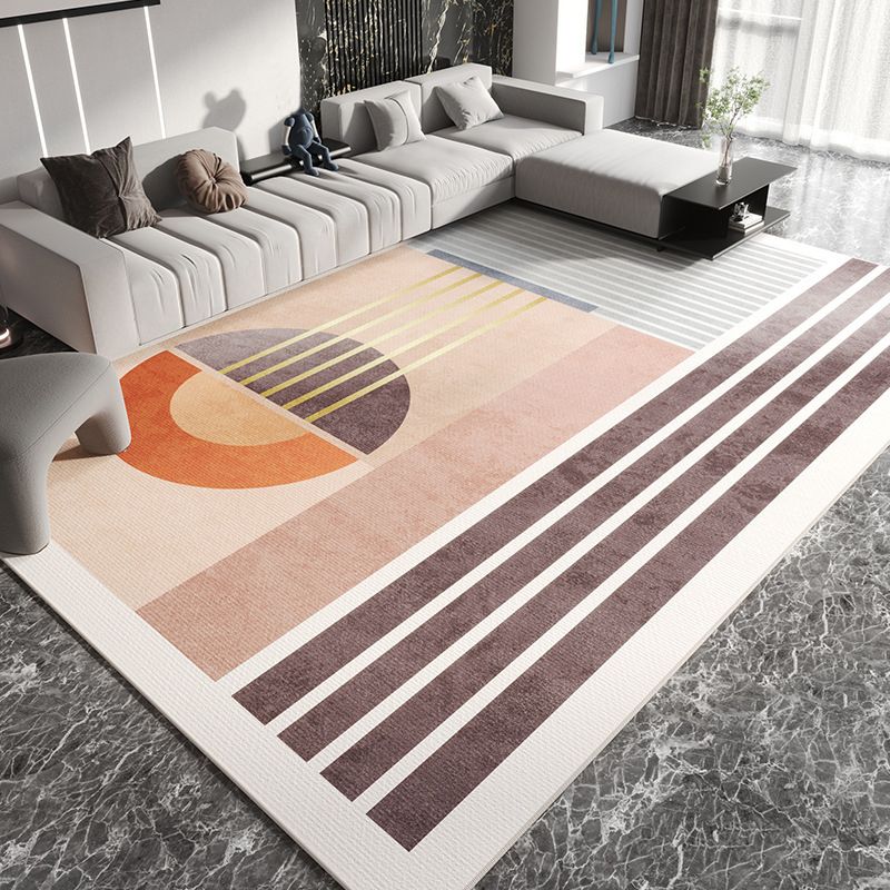 Light Orange Resplendent Rug Polyester Pattern Rug Washable Rug for Home Decor