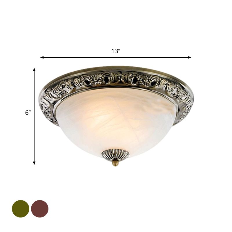 Frosted Glass Bronze/Copper Flushmount Lighting Cone 2 Bulbs 11"/13"/15" W Vintage Close to Ceiling Lamp