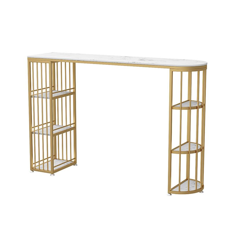 Tavolo da bar per pub in marmo in finto glam tavolo da pranzo a doppio piedistallo in ferro con 6 scaffali